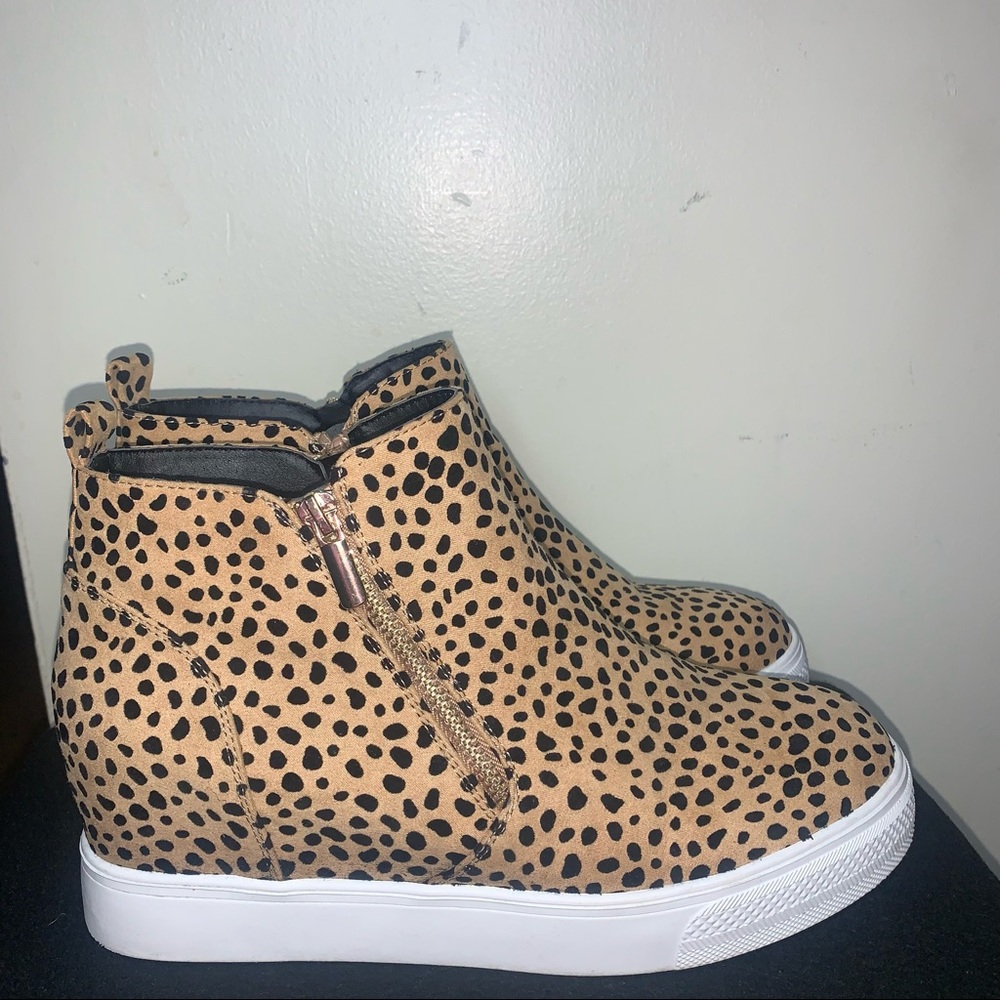 Justfab Landen Animal Print High Top Wedge Sneaker View 4